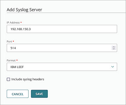 Screenshot of Cloud-Firebox, Configure Syslog 2